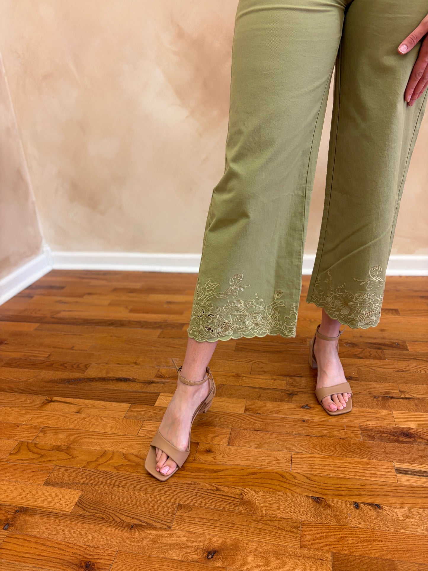 Sage Embroidered Denim