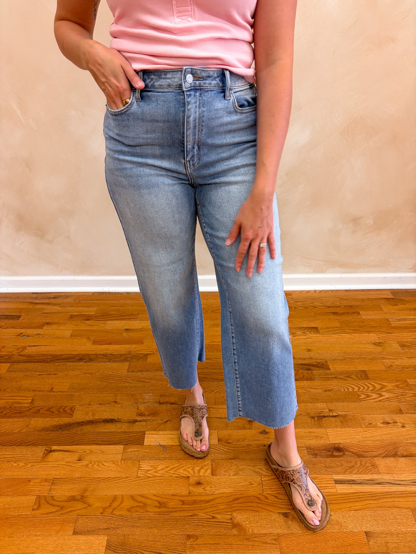 High Rise Crop Wide Leg | Light Wash