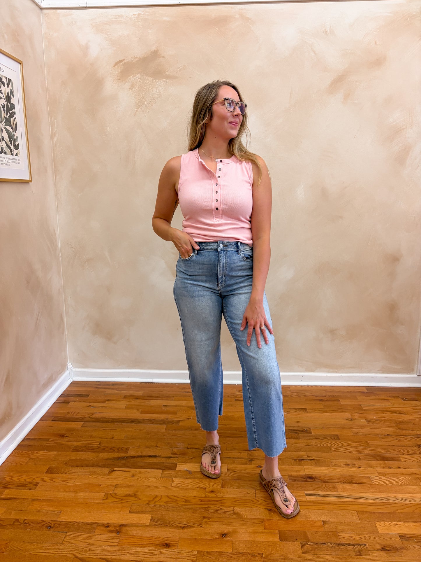 High Rise Crop Wide Leg | Light Wash