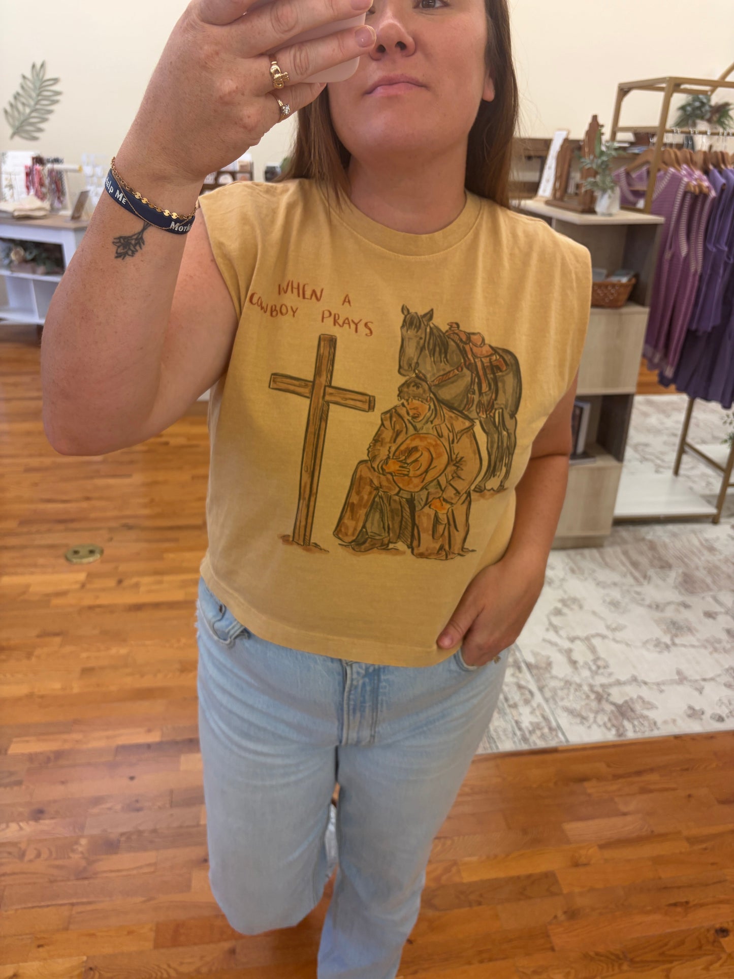 When a Cowboy Prays Muscle Tee