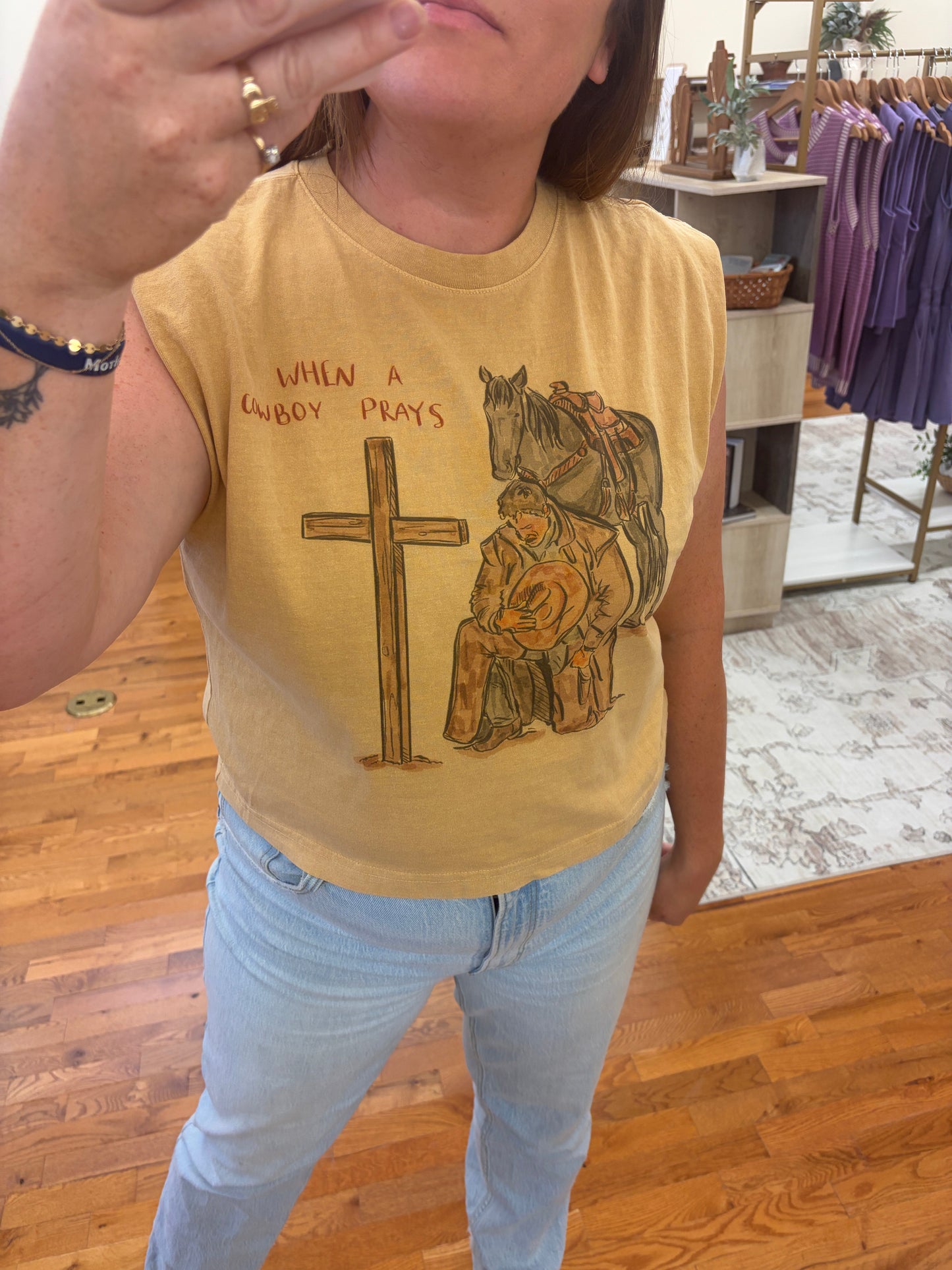 When a Cowboy Prays Muscle Tee