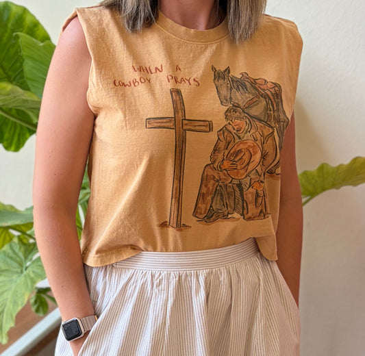 When a Cowboy Prays Muscle Tee