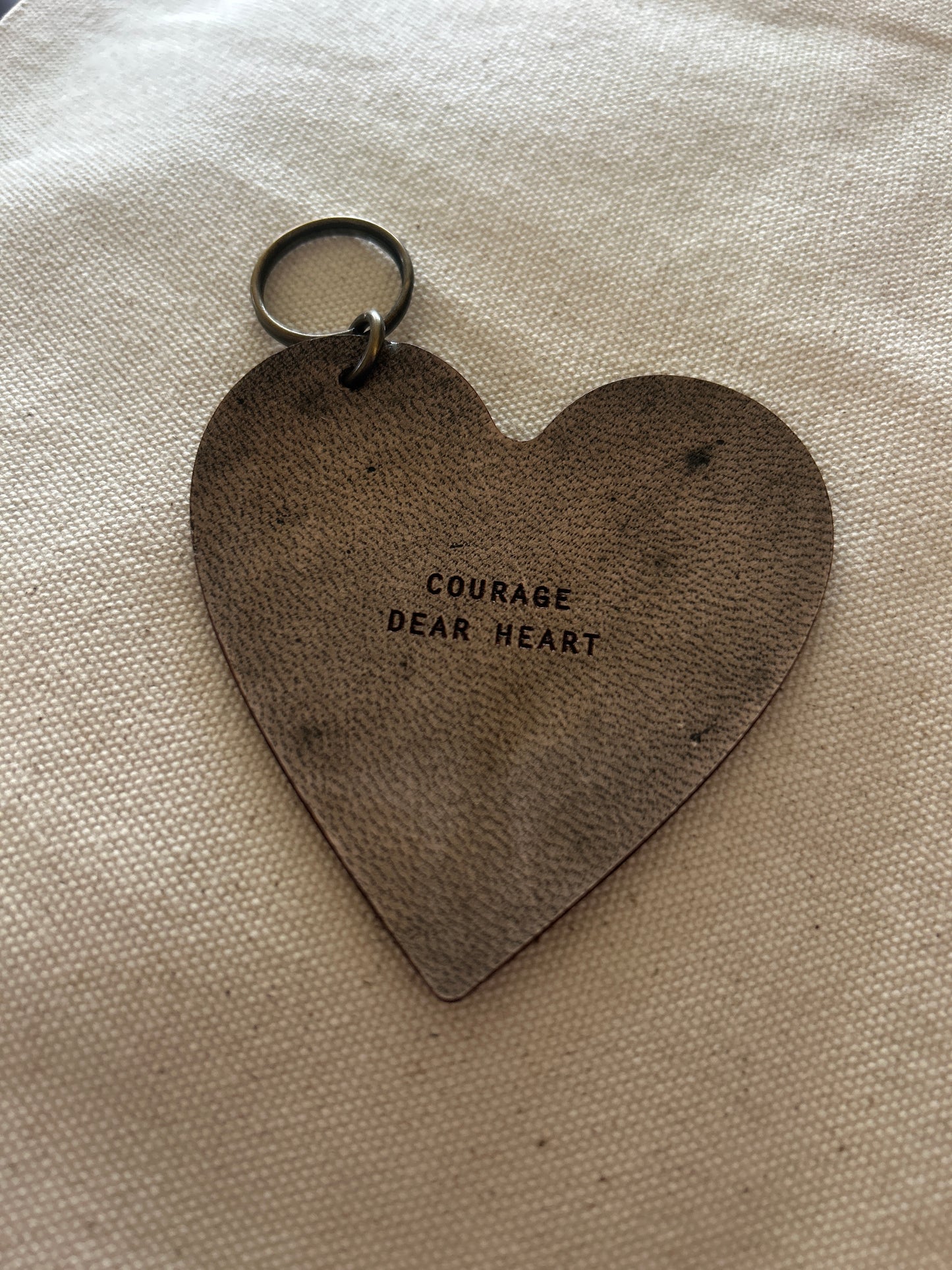 Courage Dear Heart - Leather Heart Keychain