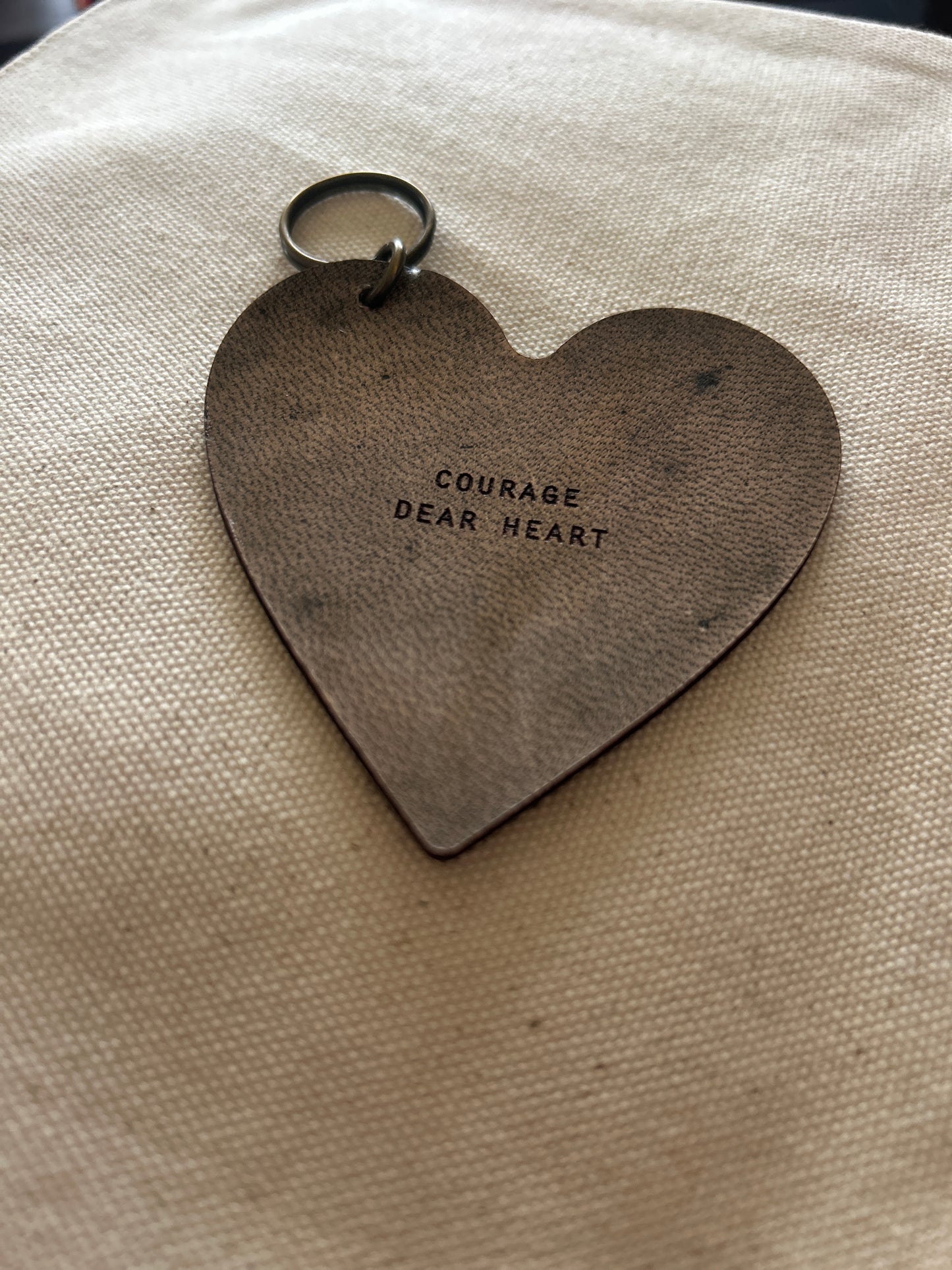 Courage Dear Heart - Leather Heart Keychain