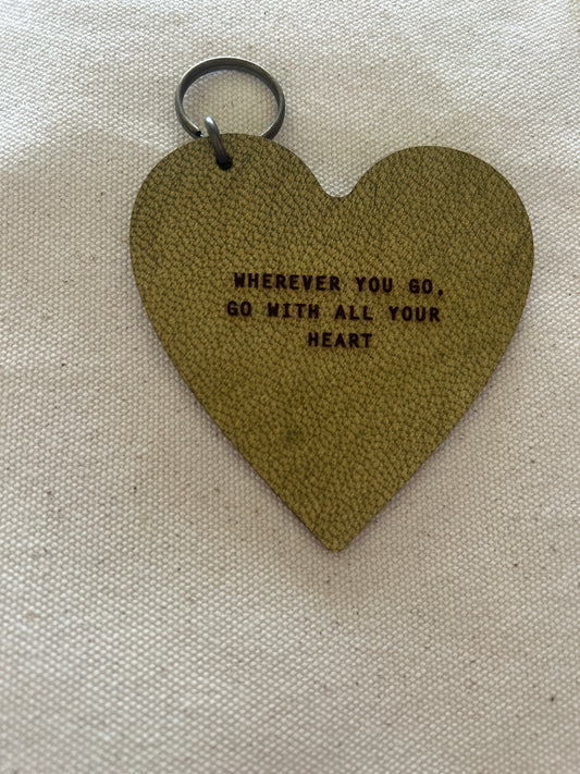 "Wherever you go" - Leather Heart Keychain