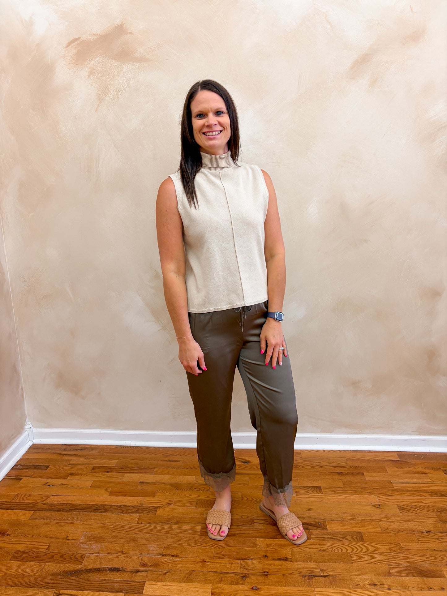 Hazel Satin Pants | Stone