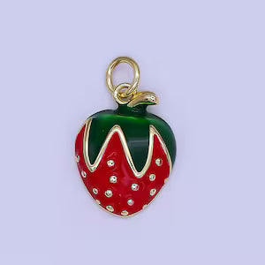 Mini Enamel Red Strawberry | Gold