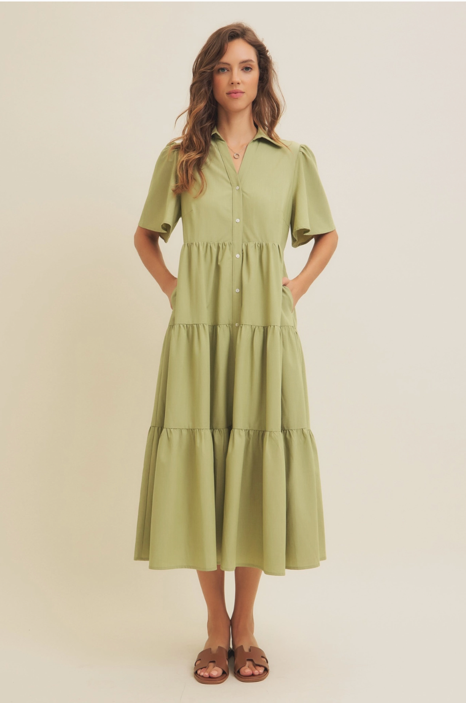 Summer Breeze Midi Dress | Muted Lime