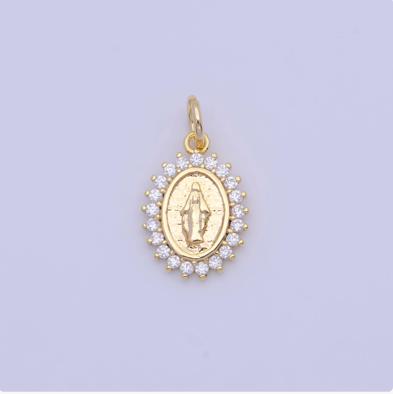 Mini Miraculous Medal w/ CZ Stones