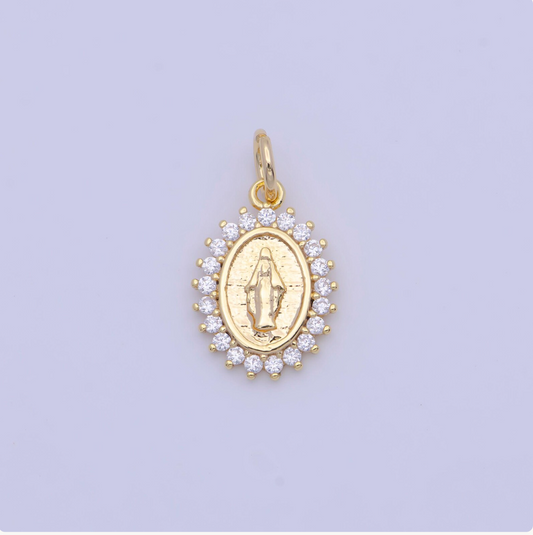 Mini Miraculous Medal w/ CZ Stones