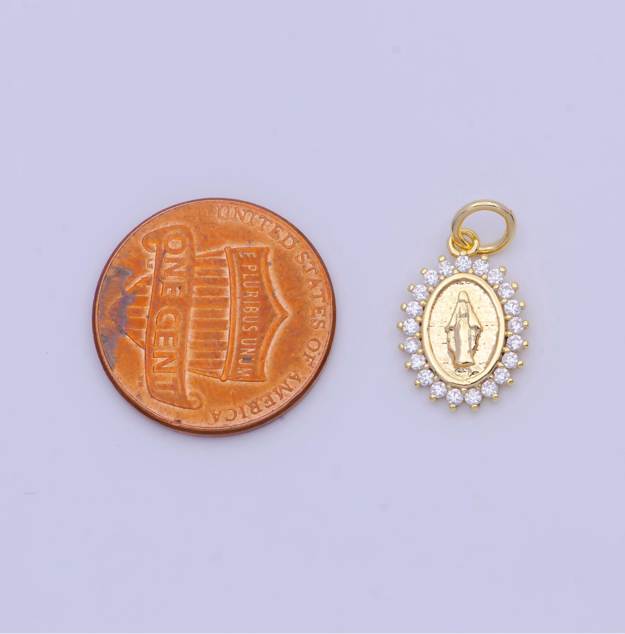 Mini Miraculous Medal w/ CZ Stones