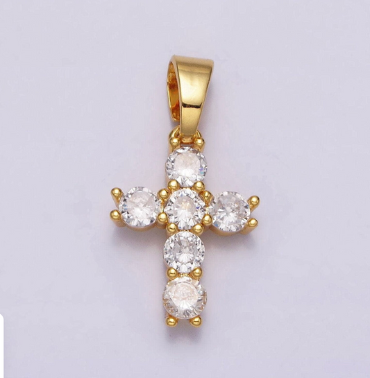 Cross with CZ Stones | Gold