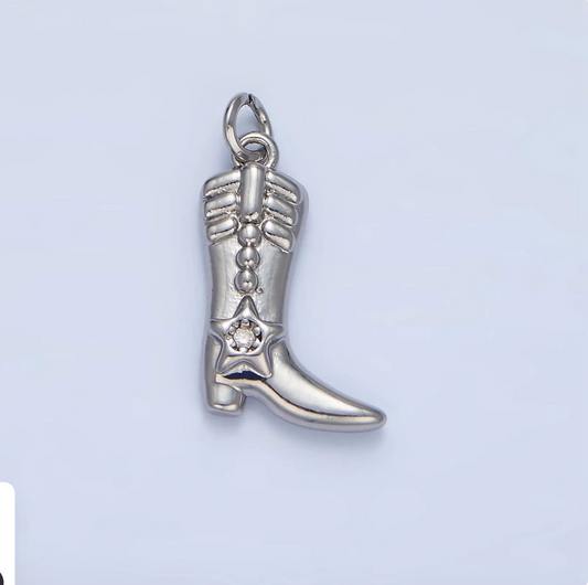 Cowboy Boot w/ Star Charm | Silver