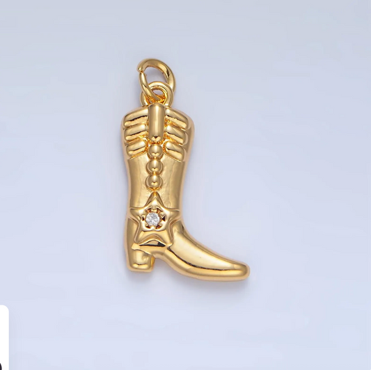 Cowboy Boot w/ Star Charm | Gold