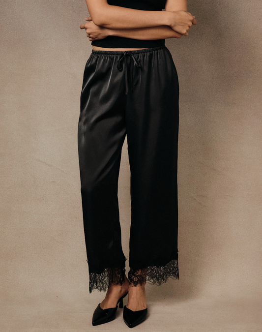 Hazel Satin Pants | Black