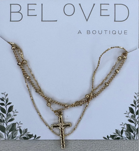 Three Tiered Cross Necklace