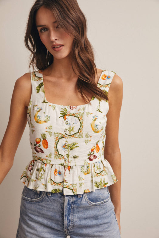 Tropical Peplum Tank