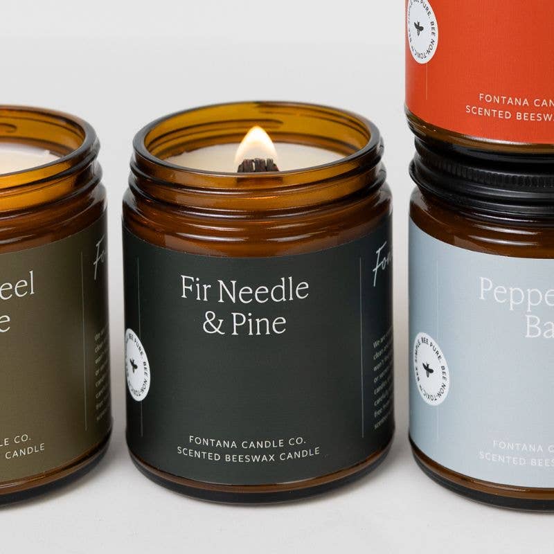 Fir & Pine Essential Oil Beeswax Jar Candle: Non-Toxic