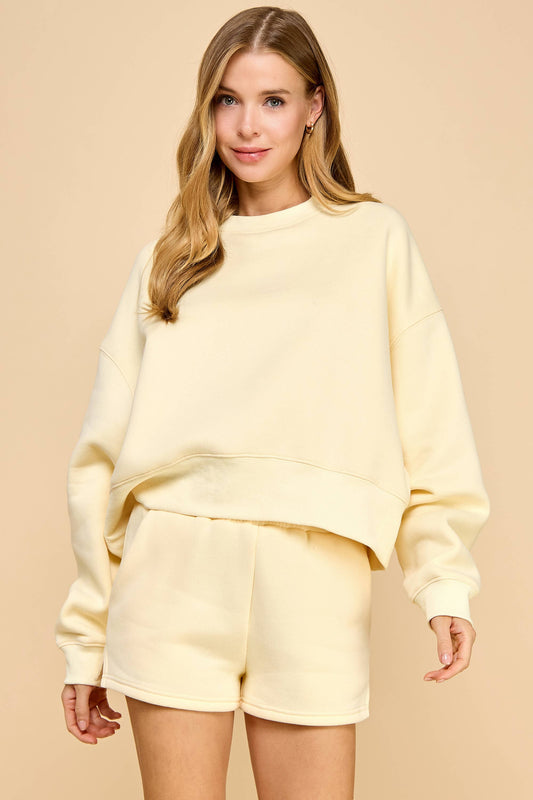 Oversized College Crew | Butter Yellow