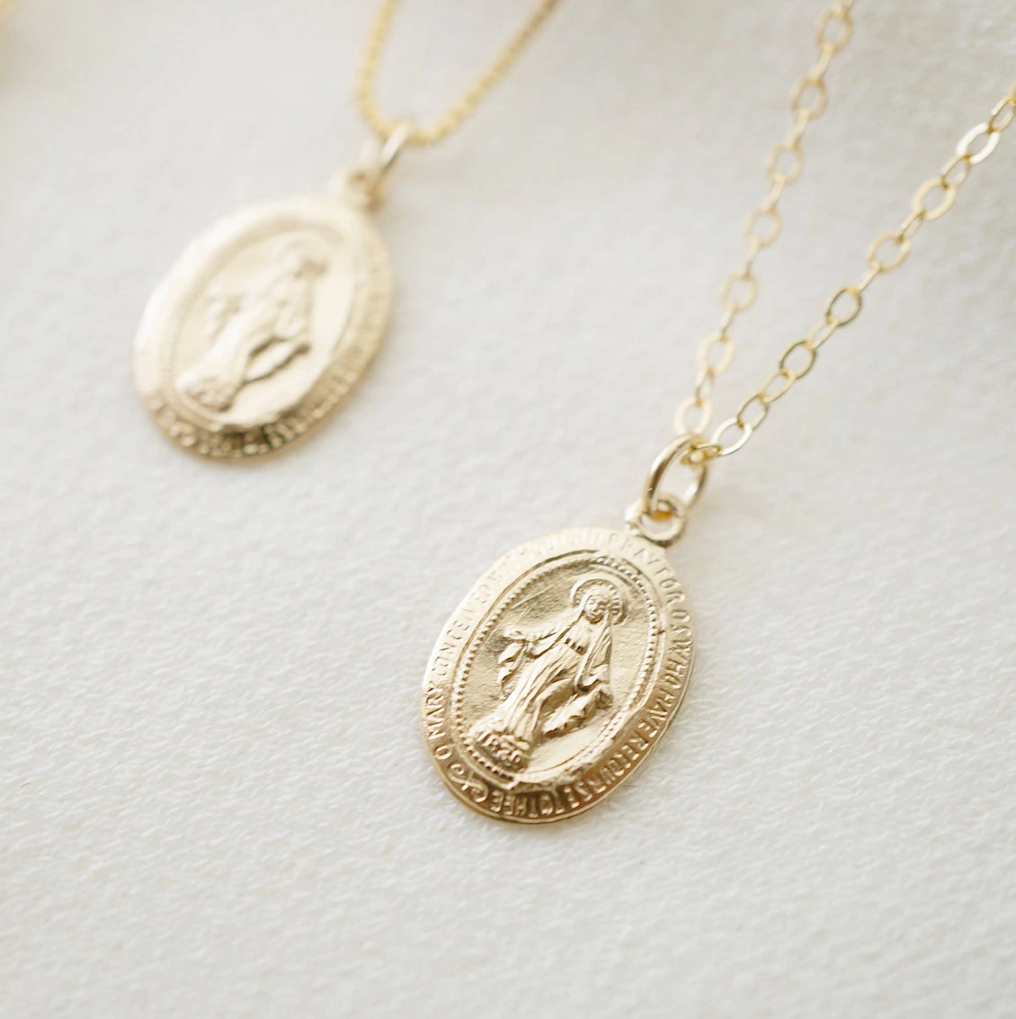 Mini Gold Miraculous Medal | Cable Chain