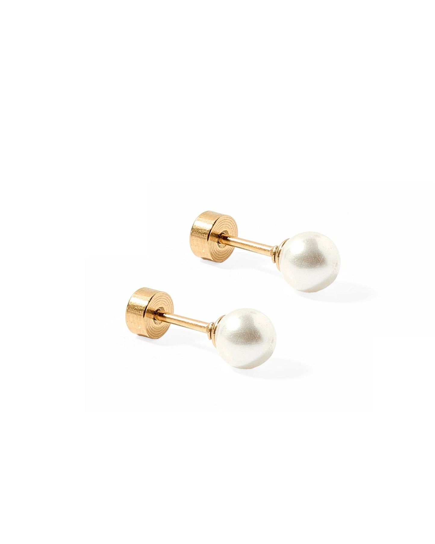 Screwback Stud Earrings - Payton Pearl White 5mm