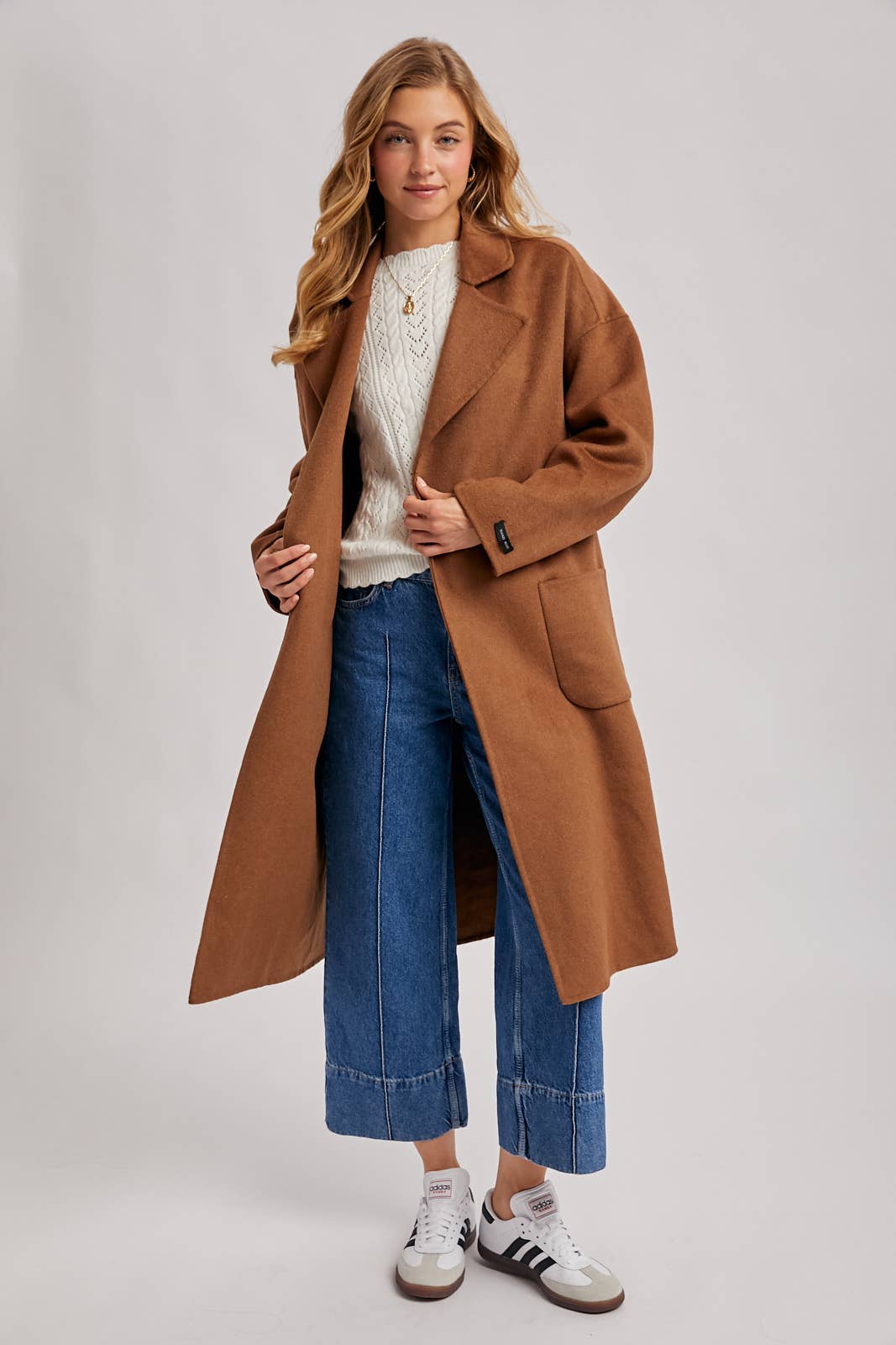 Genevieve Long Belted Coat | Camel