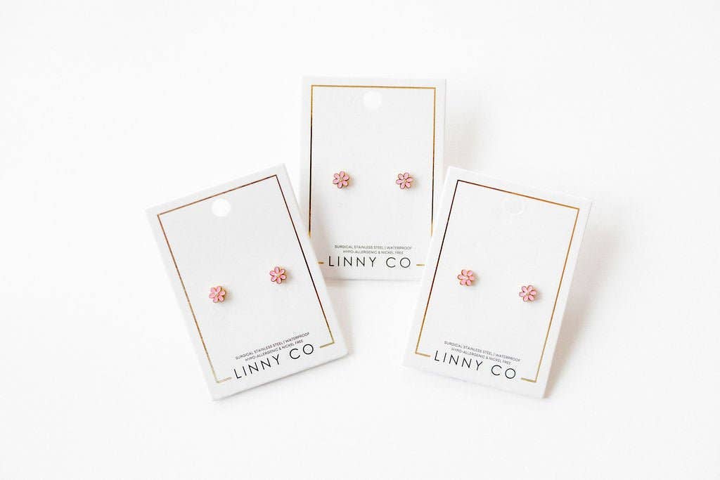 Screwback Stud Earrings - Alli Pink