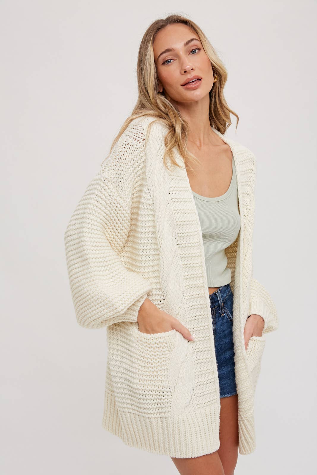 Iris Cable knit Cardigan | Ivory