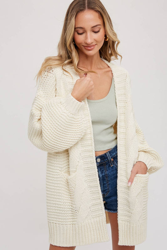 Iris Cable knit Cardigan | Ivory