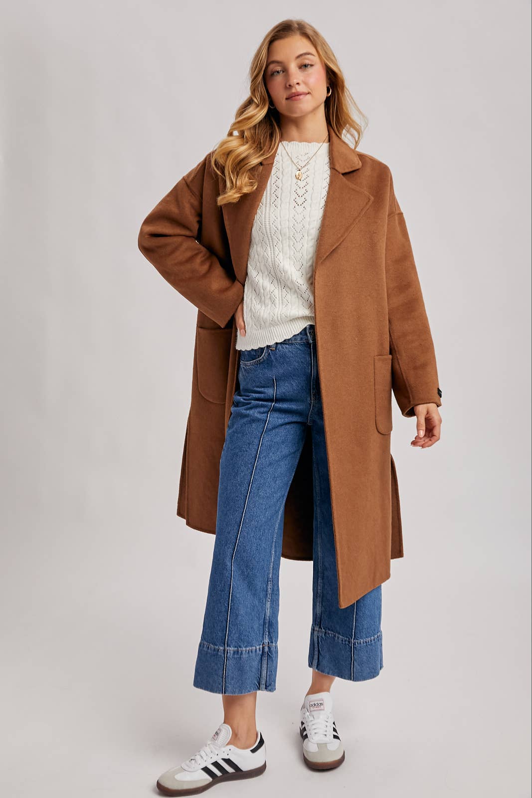 Genevieve Long Belted Coat | Camel