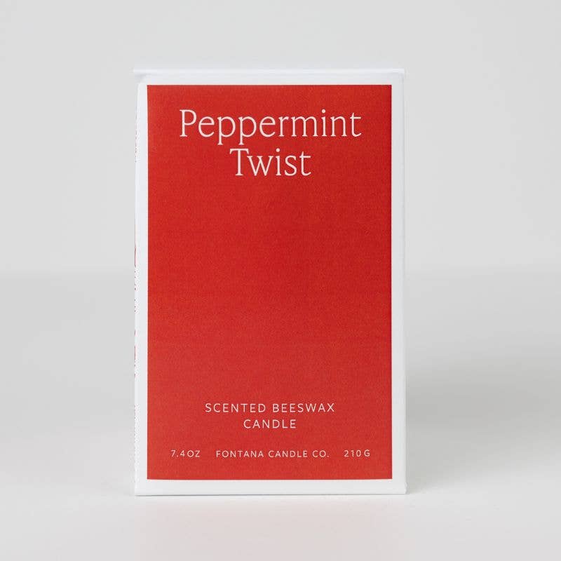Peppermint Twist Essential Oil Beeswax Jar Candle: Non-Toxic