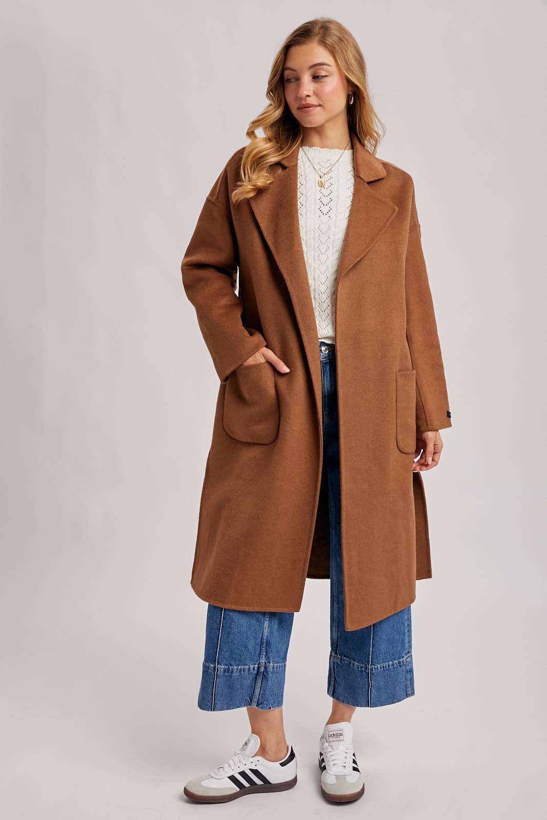 Genevieve Long Belted Coat | Camel