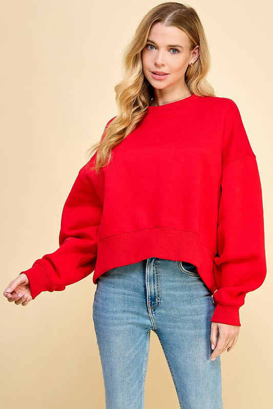Oversized College Crew | Red