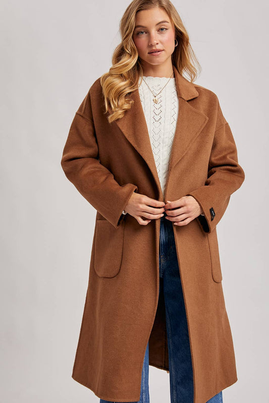 Genevieve Long Belted Coat | Camel