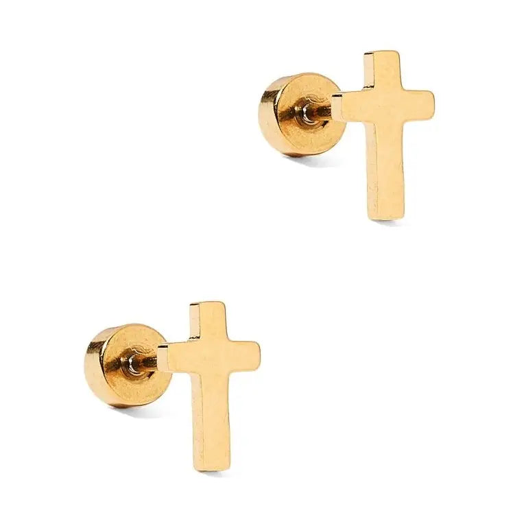 Screwback Stud Earrings - Catherine Cross Gold