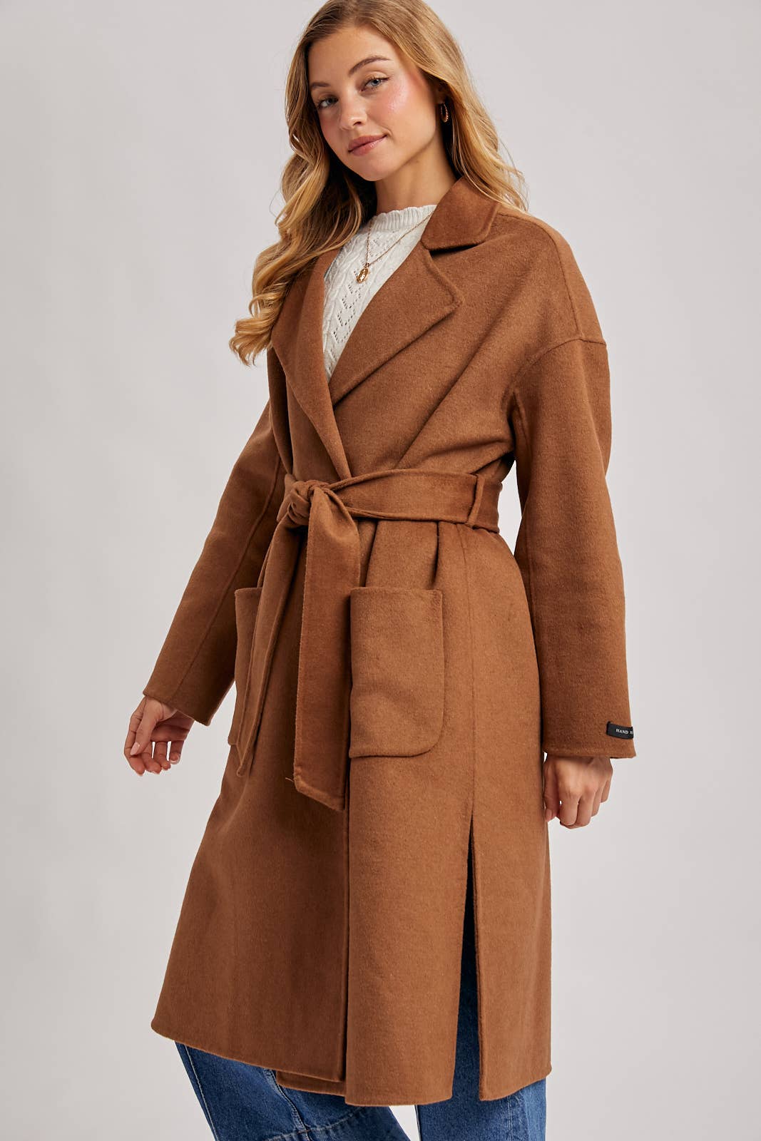 Genevieve Long Belted Coat | Camel