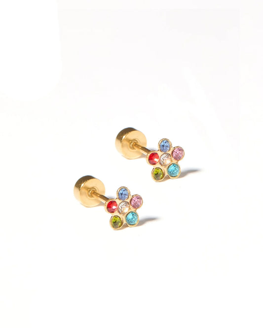 Screwback Stud Earrings - Lyla Flower Multi