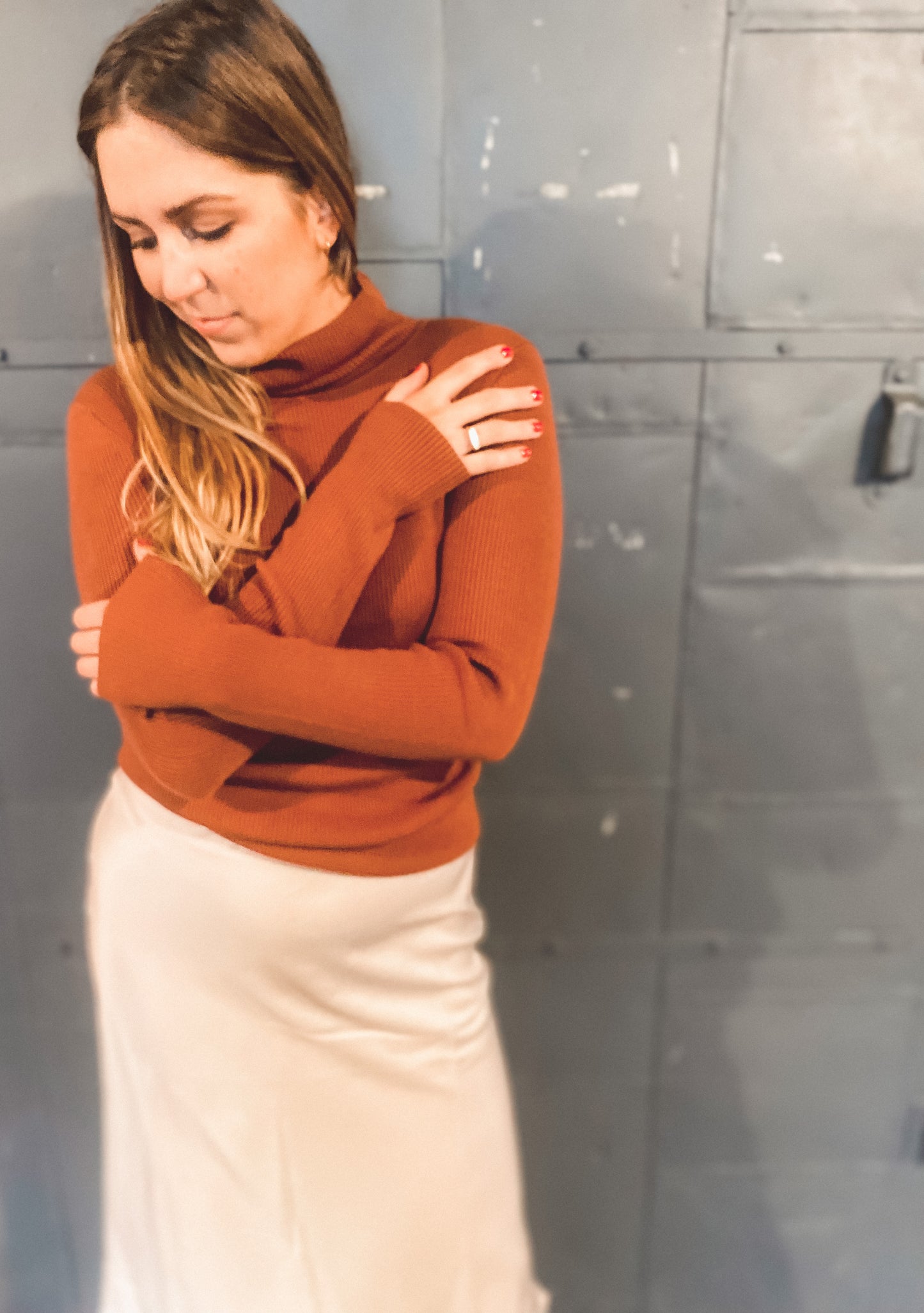 Ribbed Turtleneck | Terracotta