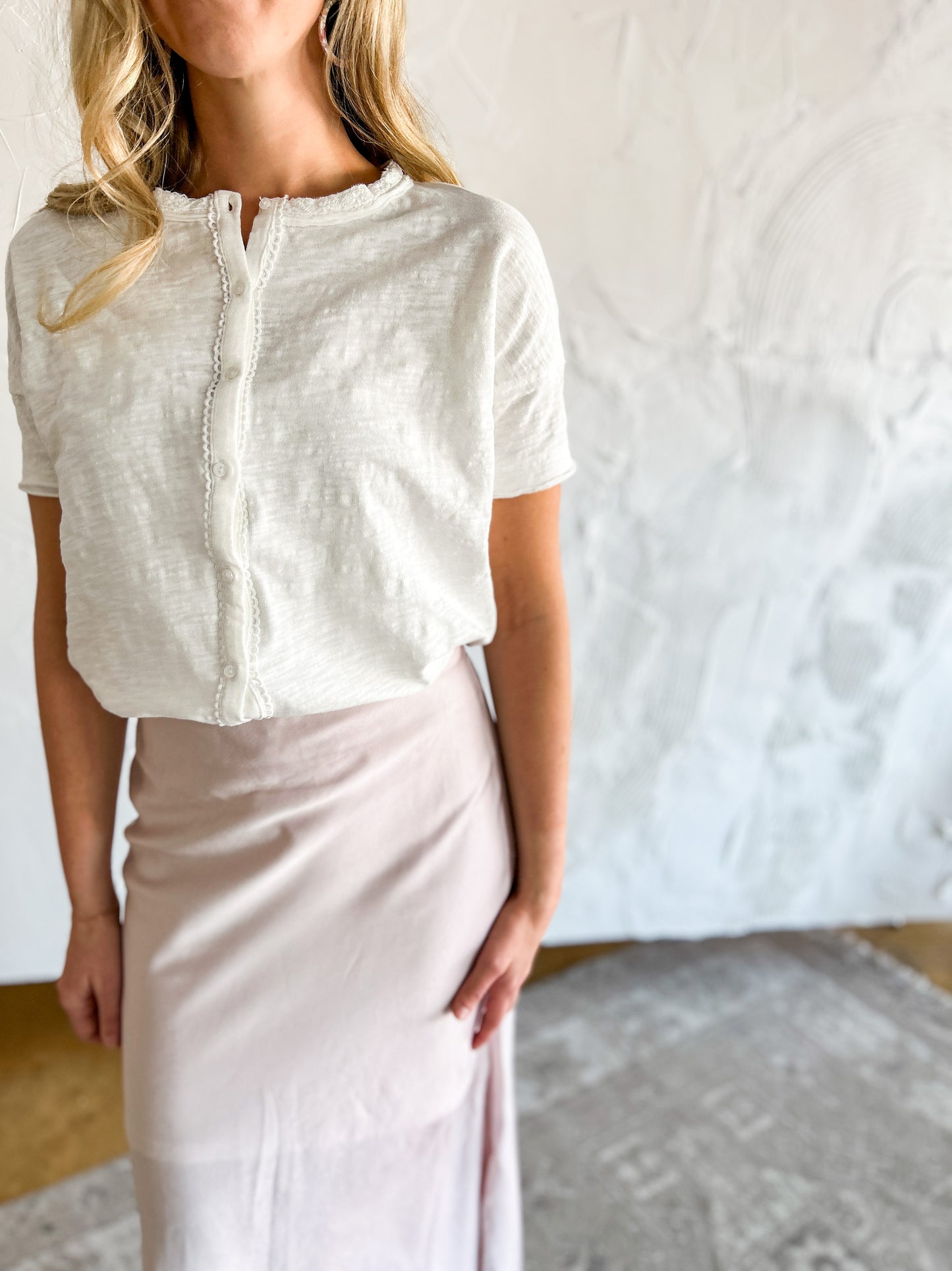 Satin Midi Skirt | Pearl