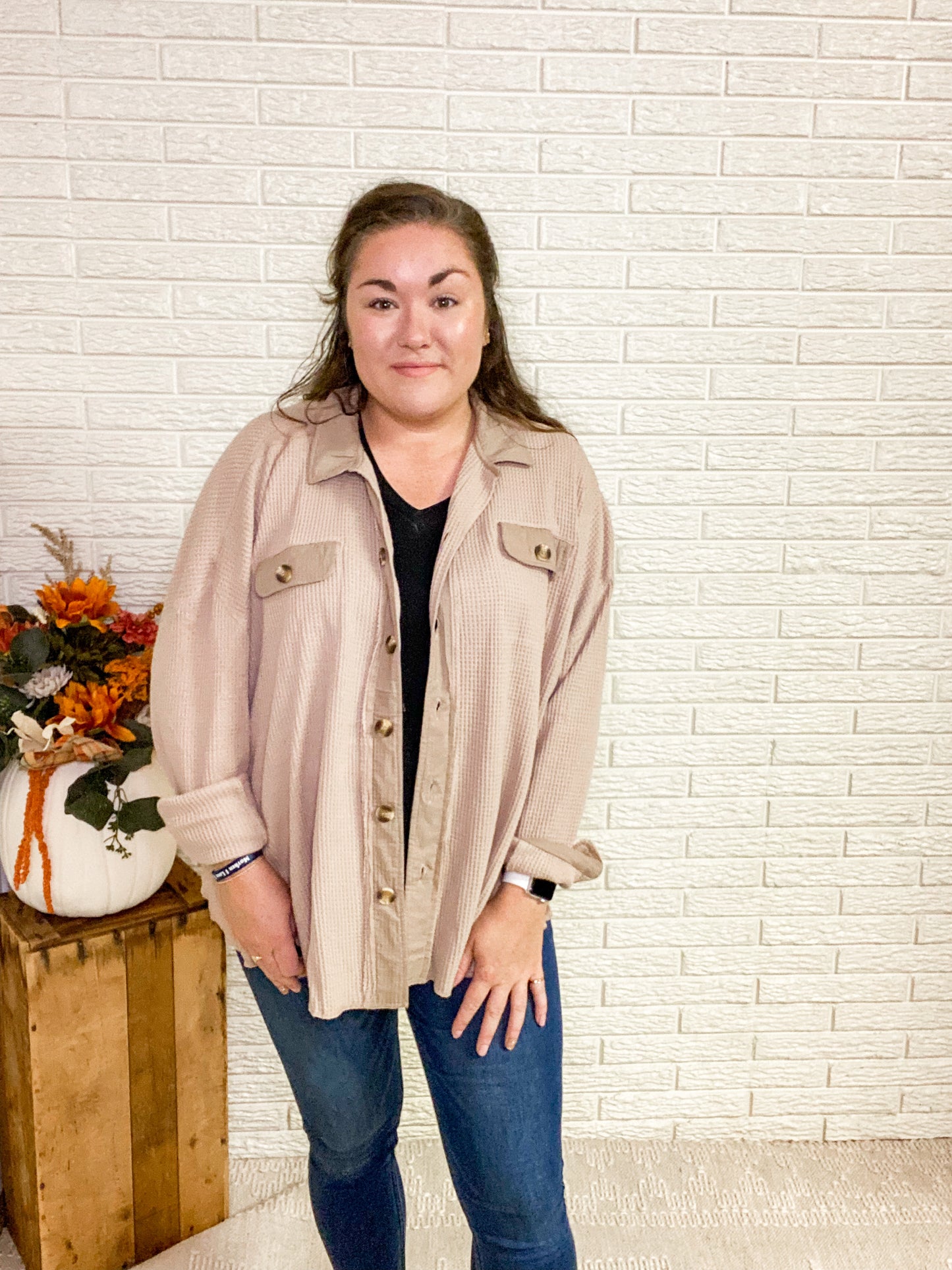 Slouchy Shacket | Latte